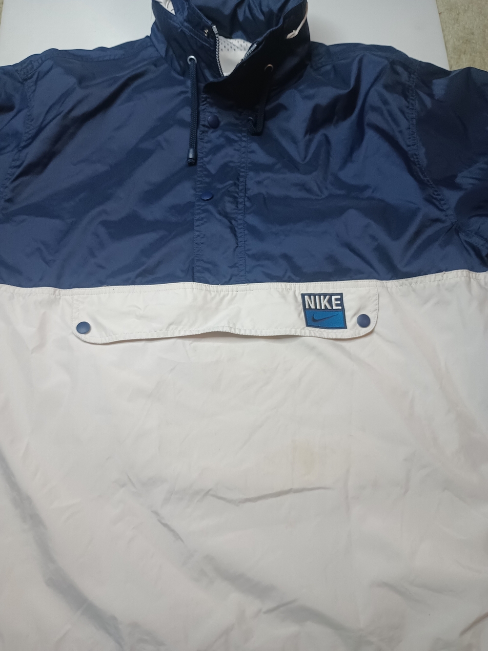 Vintage Nike Windbreaker Mens M Blue Colorblock Anorak Pullover Jacket